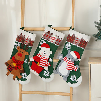 Cartoon Christmas Character Socks | 3D Santa, Elk & Snowman Gift Bag Pendants for Window & Tree Decoration eprolo