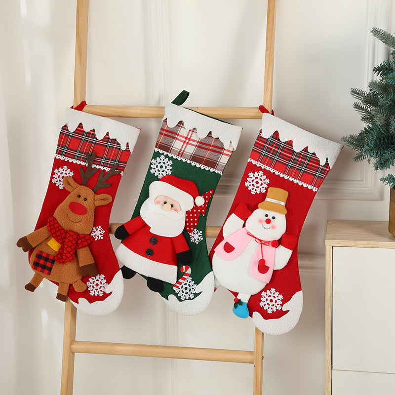 Cartoon Christmas Character Socks | 3D Santa, Elk & Snowman Gift Bag Pendants for Window & Tree Decoration eprolo