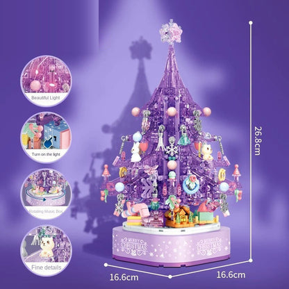 Dreamy Purple Crystal Christmas Tree Music Box Toy | DIY LED Building Blocks Gift for Girls eprolo