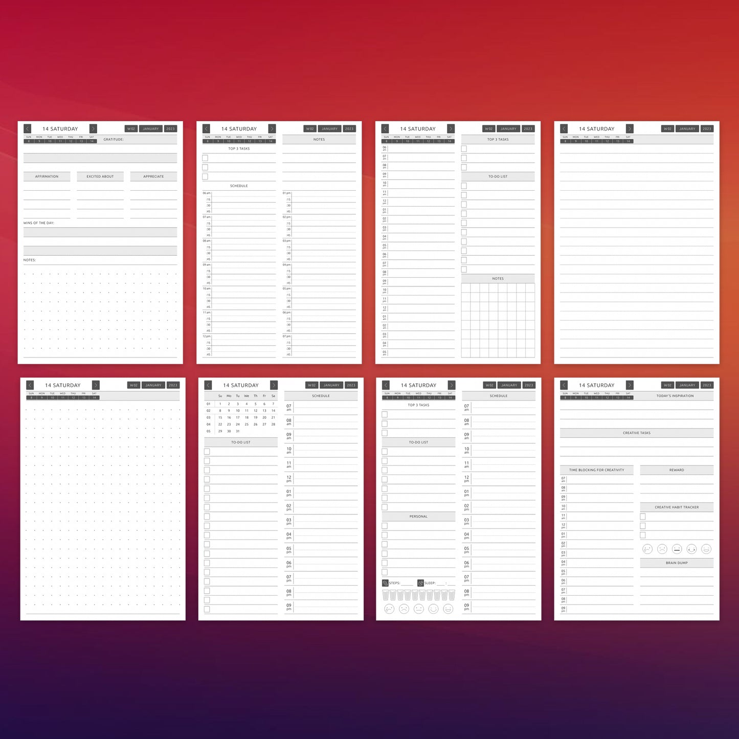 7 Supernote Daily Planner Template Bundle