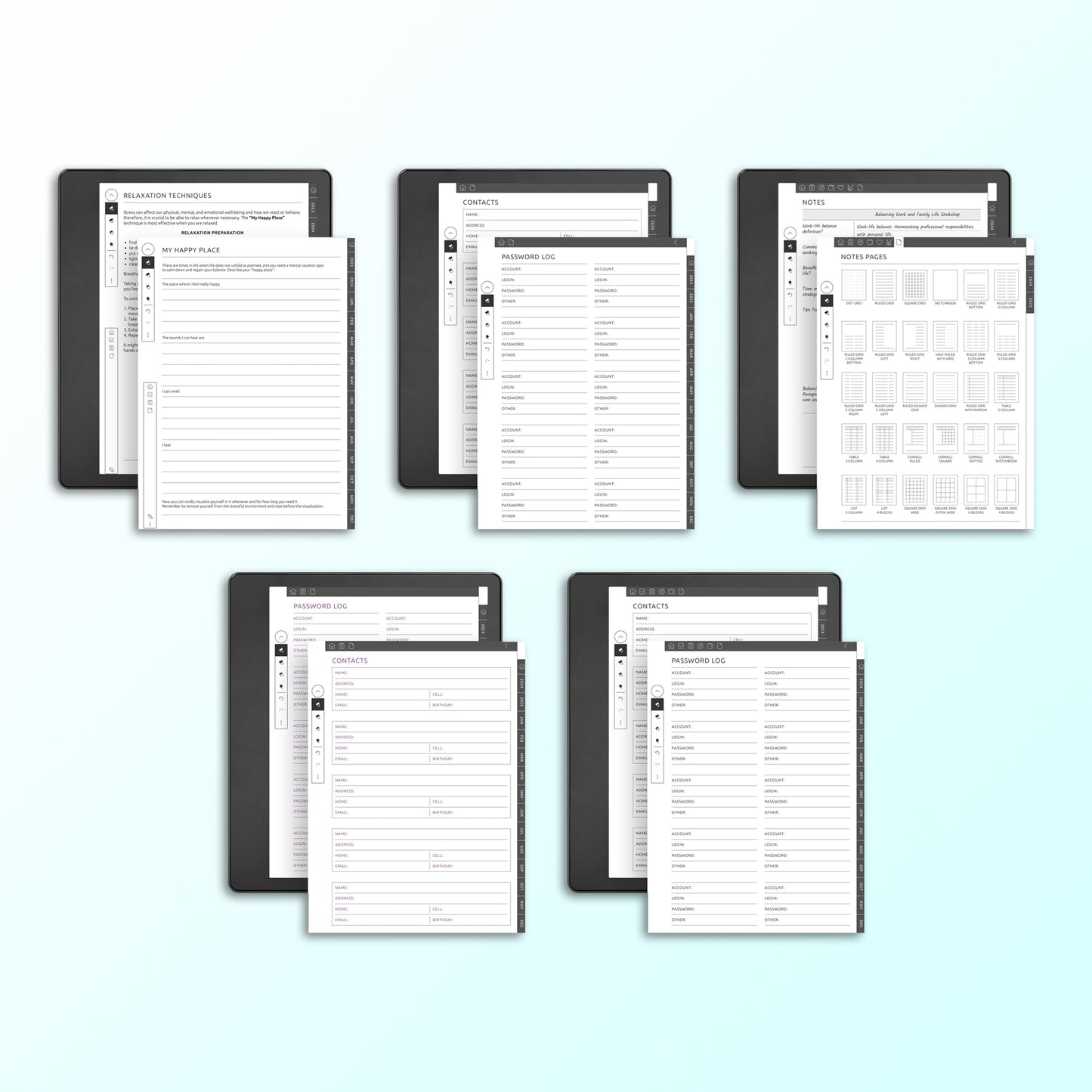 7 Onyx Boox Daily Planners Template Bundle