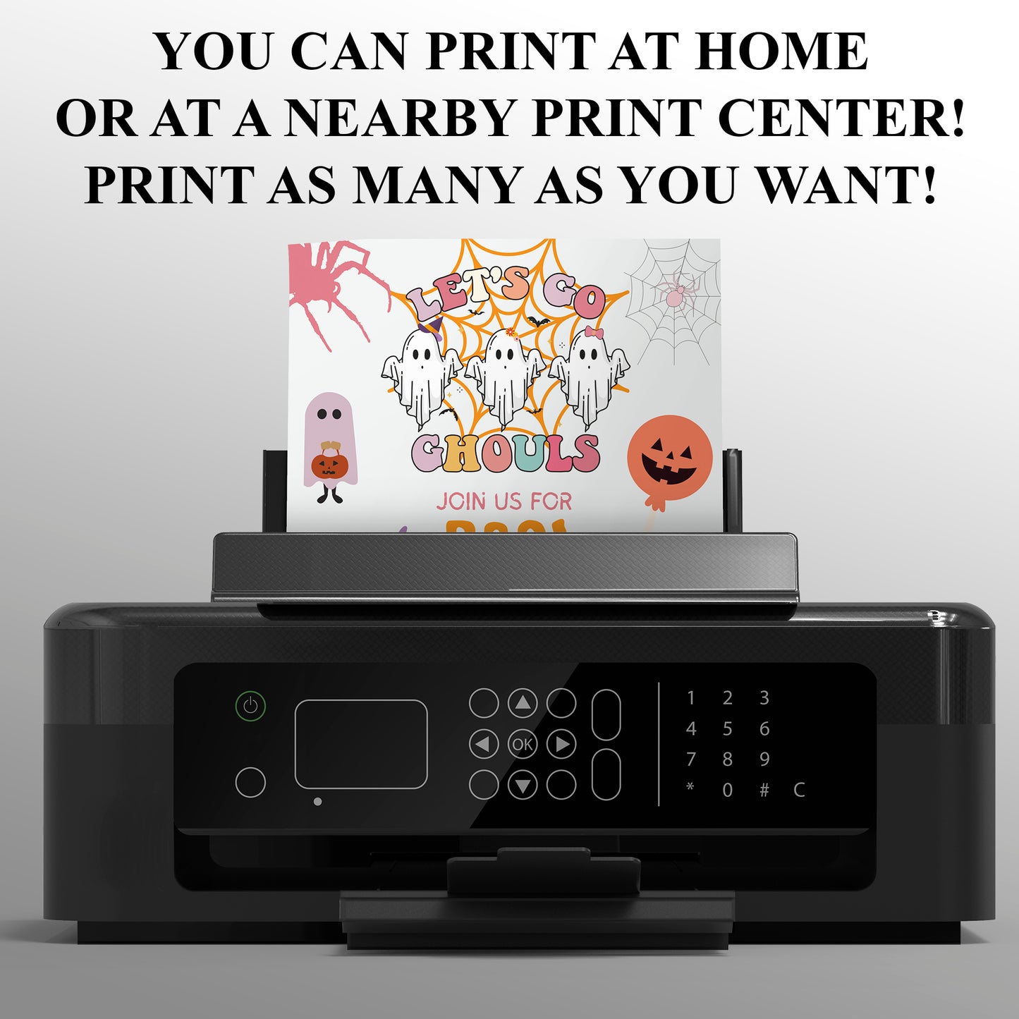 Let's go Ghouls Halloween Birthday Invitation Template