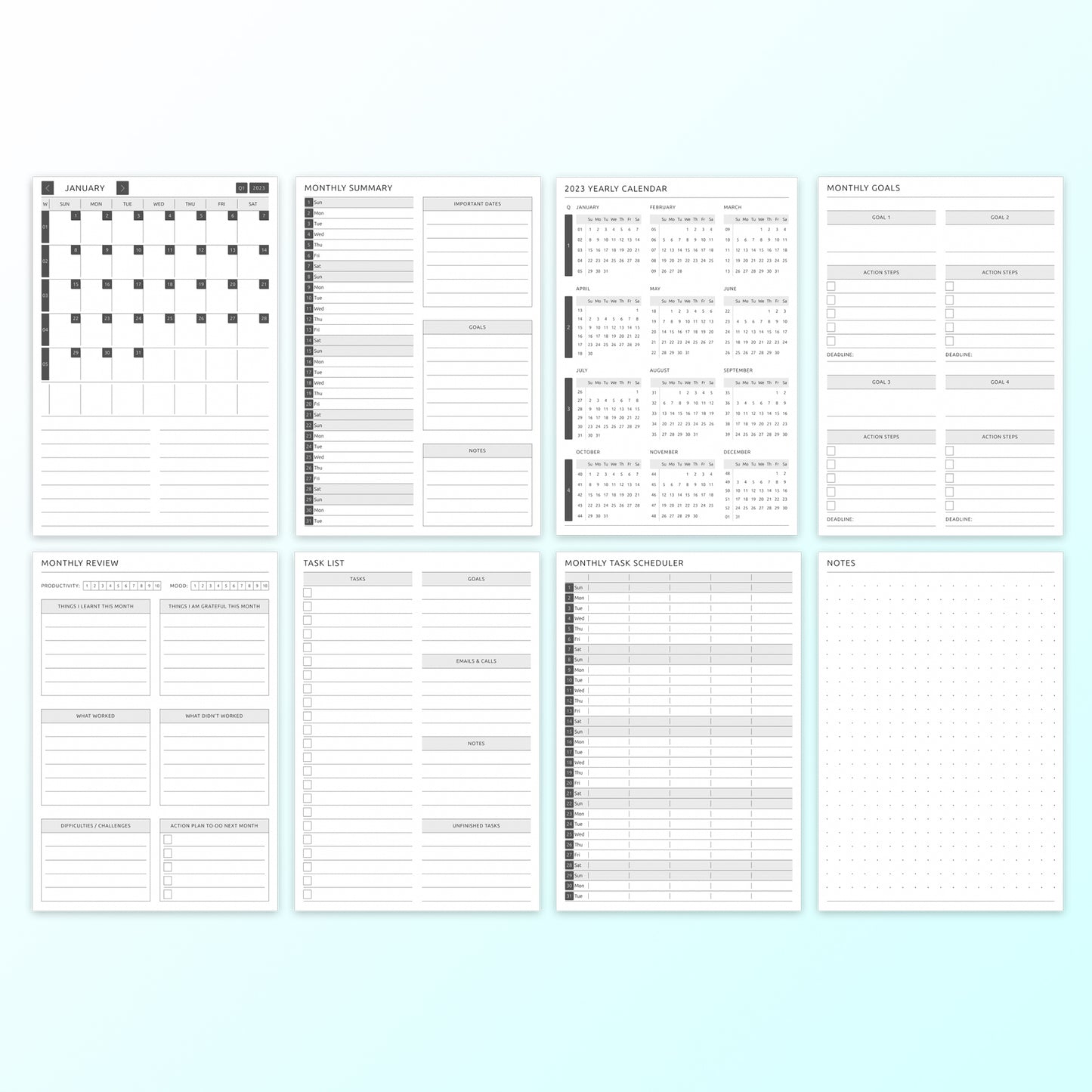 Onyx Boox Monthly Planners Template