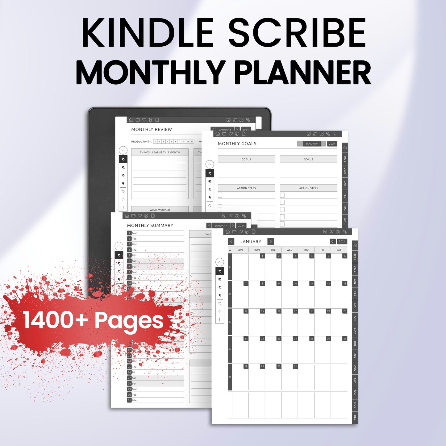 Kindle Scribe Monthly Planner Template