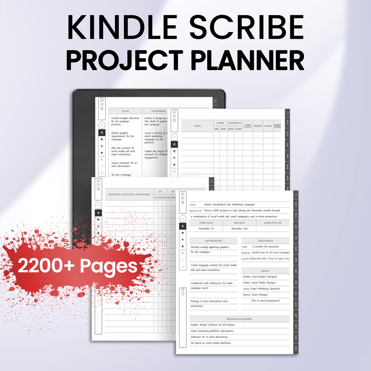 Kindle Scribe Project Planner Template