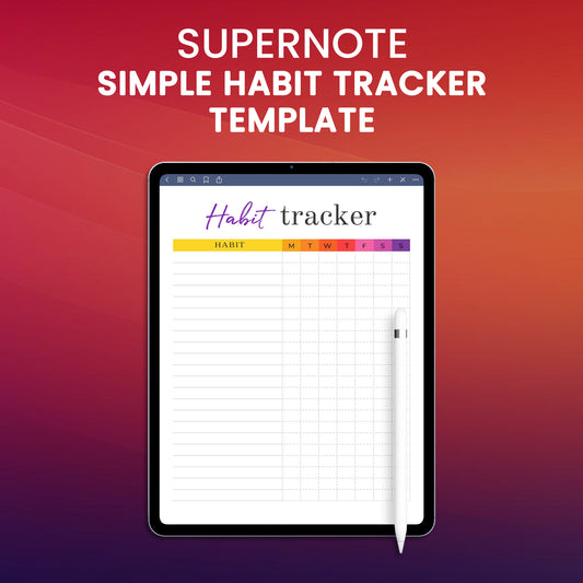 Supernote Simple Habit Tracker Template Planner Template