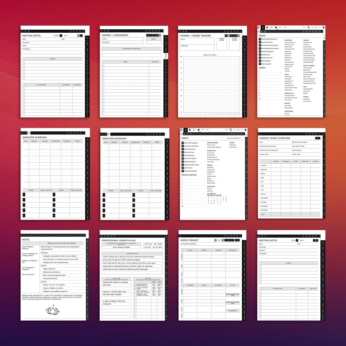 Supernote Ultimate Planner Template