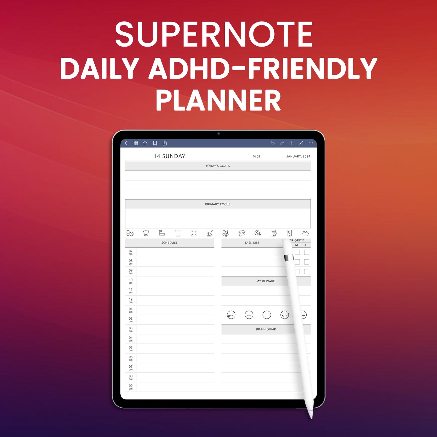 Supernote Daily ADHD-Friendly Planner Template