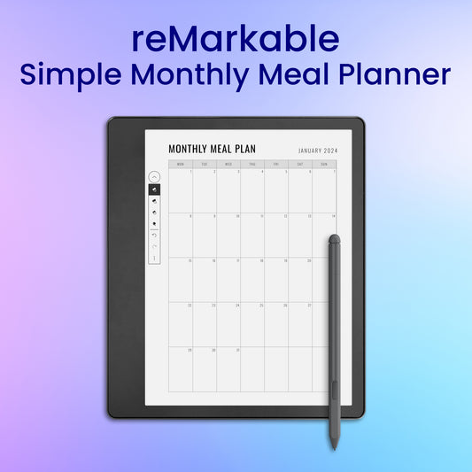 reMarkable 2 Simple Monthly Meal Planner Template