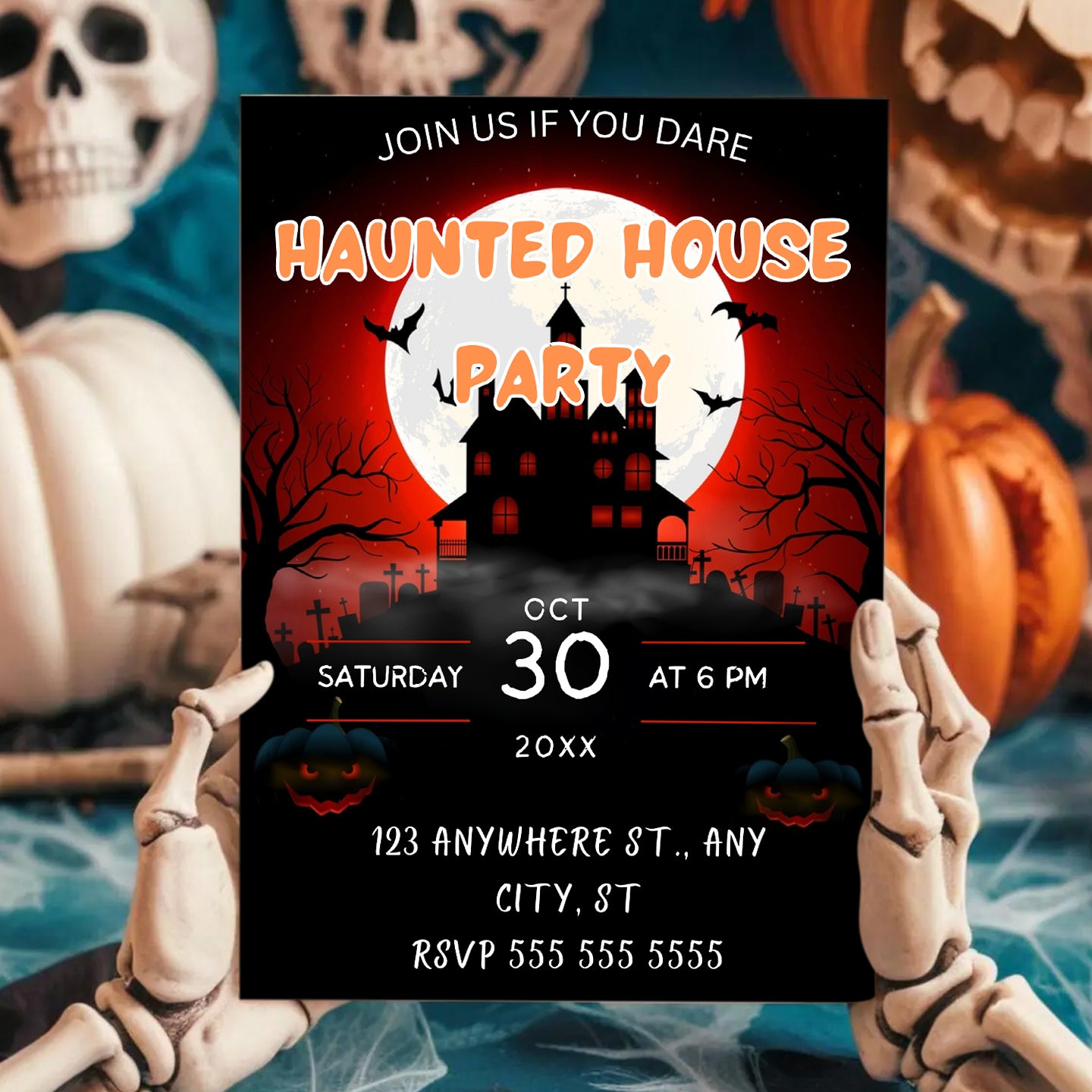 Haunted House Halloween Party Invitation Template