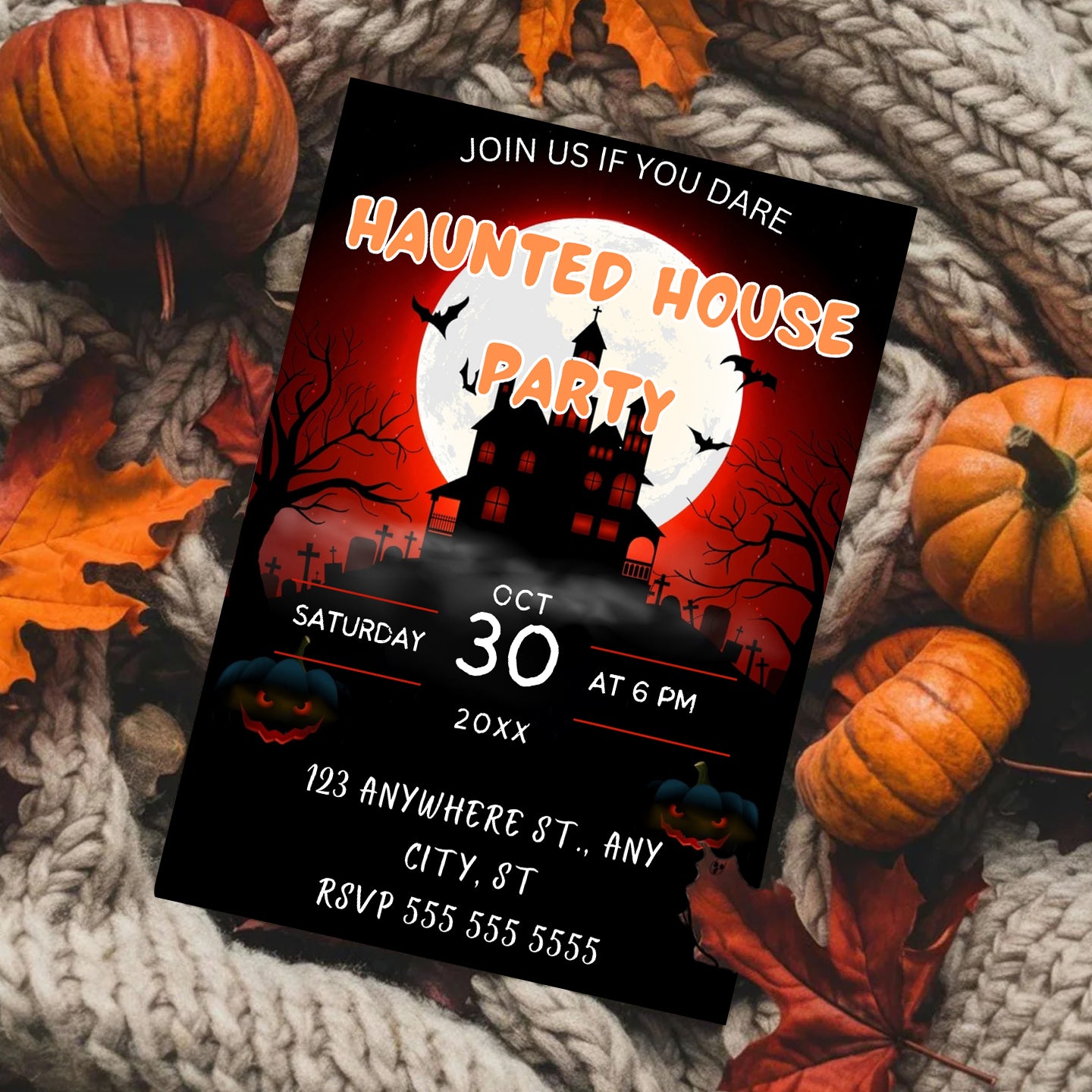 Haunted House Halloween Party Invitation Template