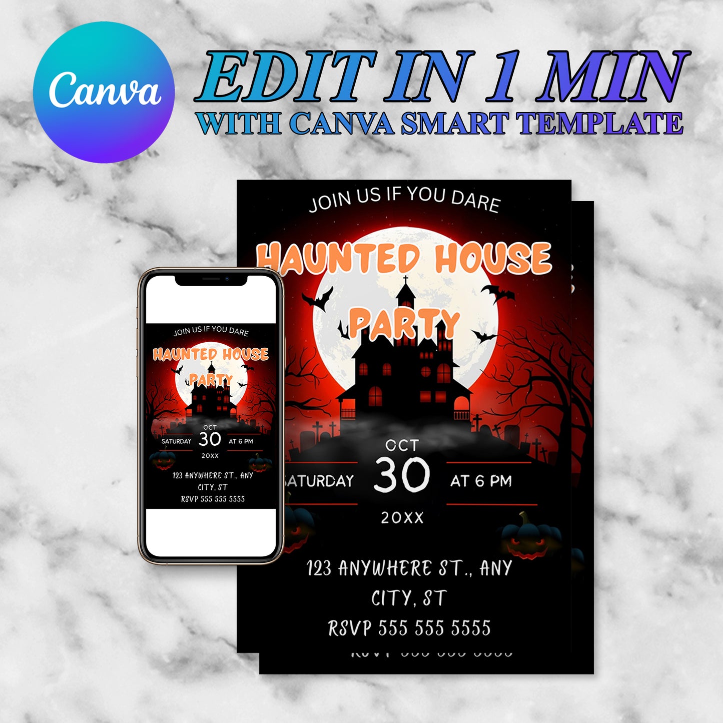 Haunted House Halloween Party Invitation Template