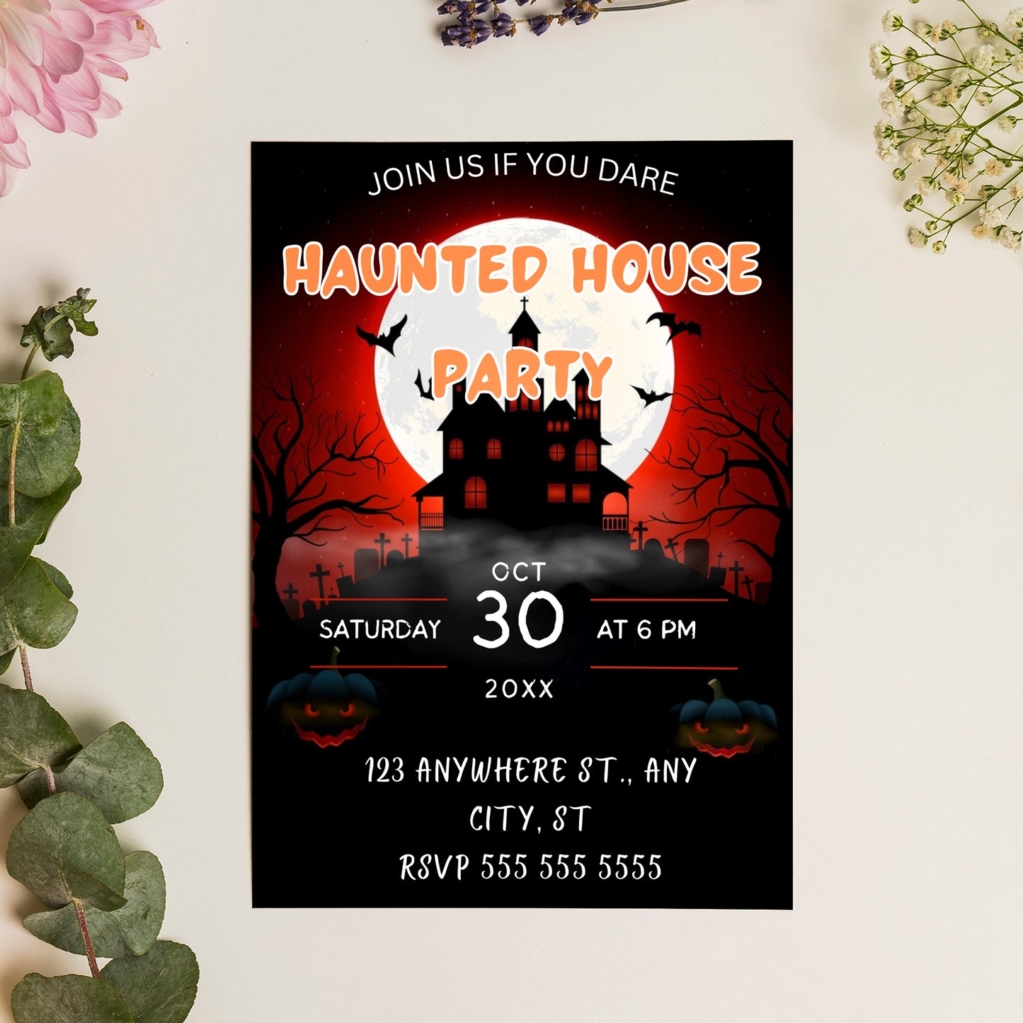 Haunted House Halloween Party Invitation Template