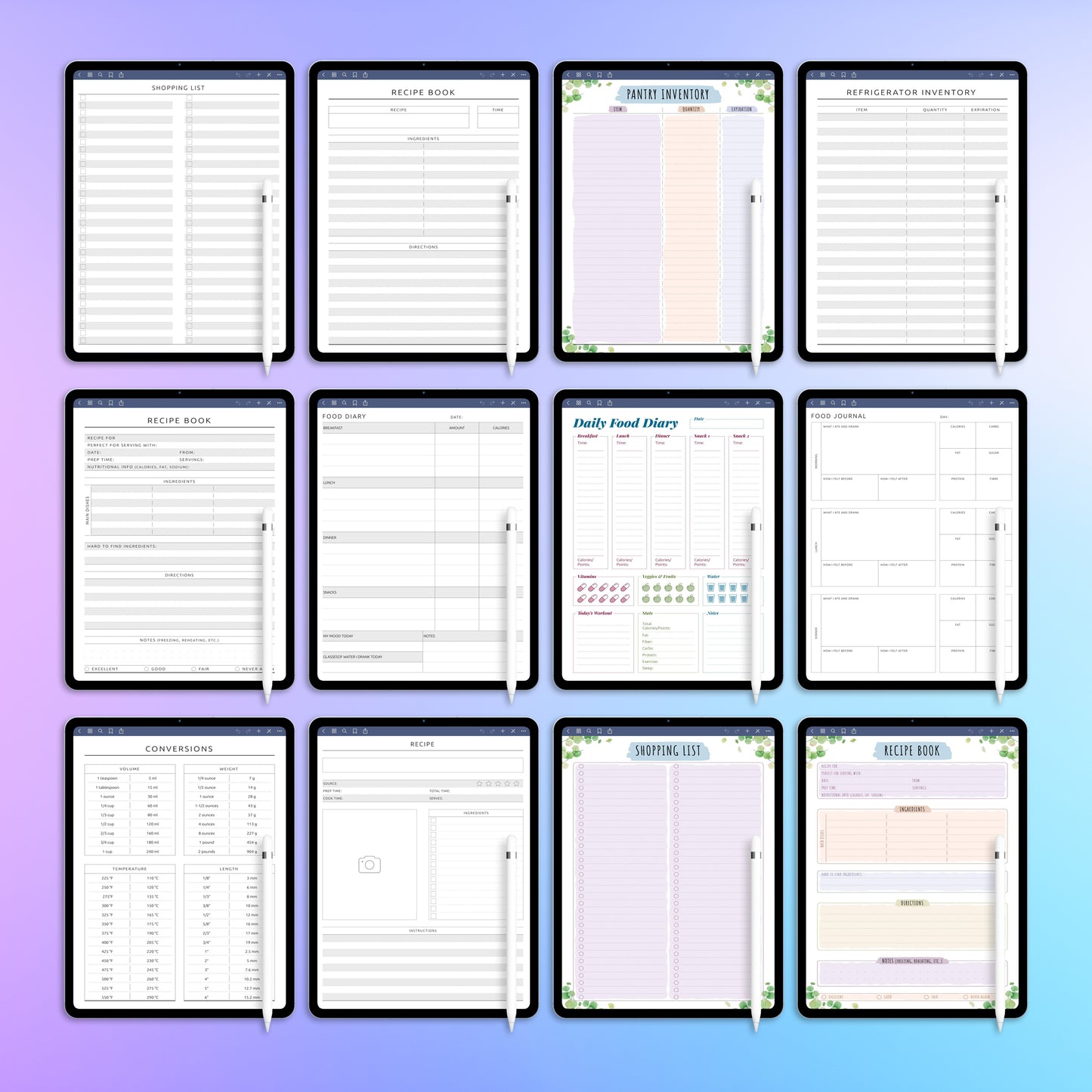 31 reMarkable 2 Meal Planners Template Bundle