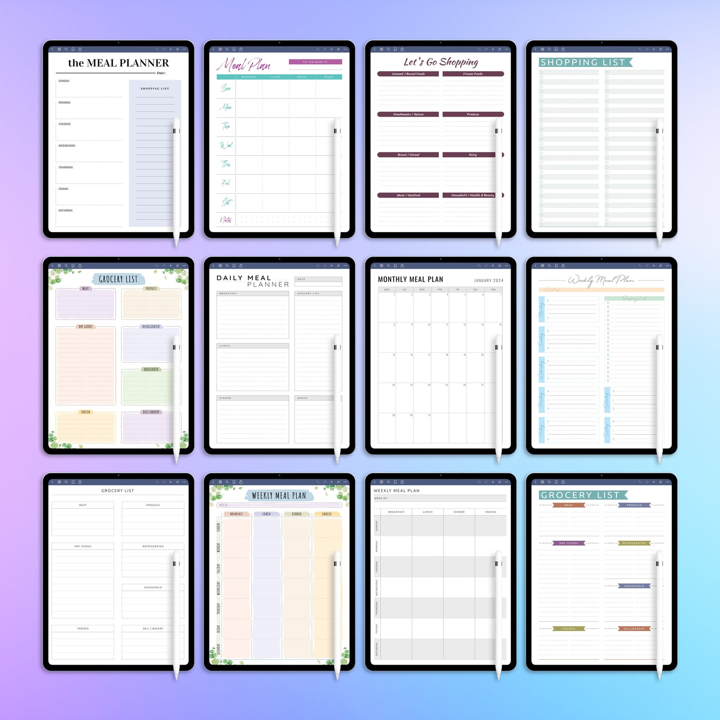 31 reMarkable 2 Meal Planners Template Bundle