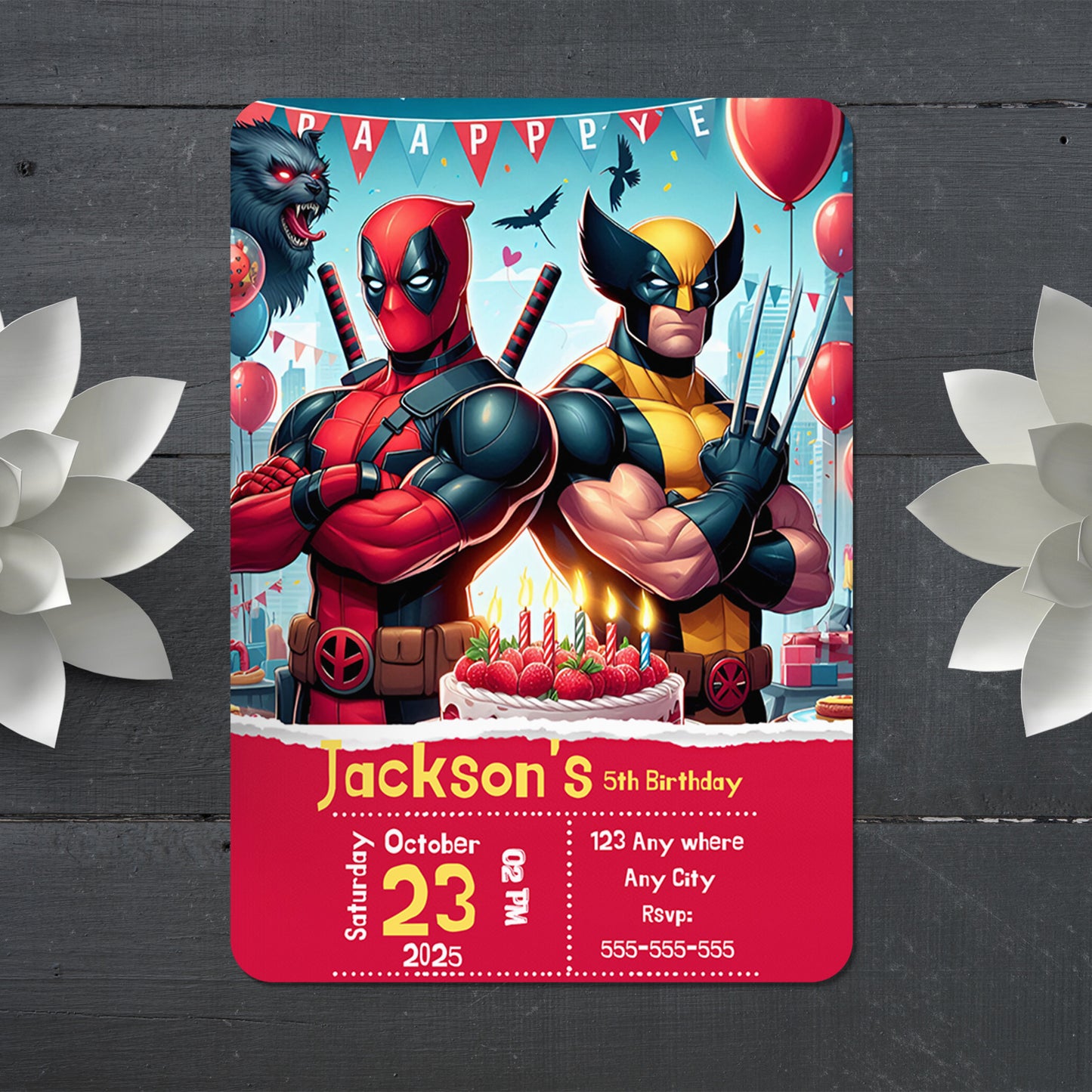 Deadpool & Wolverine Birthday Invitation Template - CreativeRino