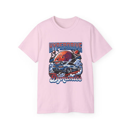 Hyperdrive Dynamics Unisex Ultra Cotton Tee - Retro Space Car Graphic T-Shirt - CreativeRino