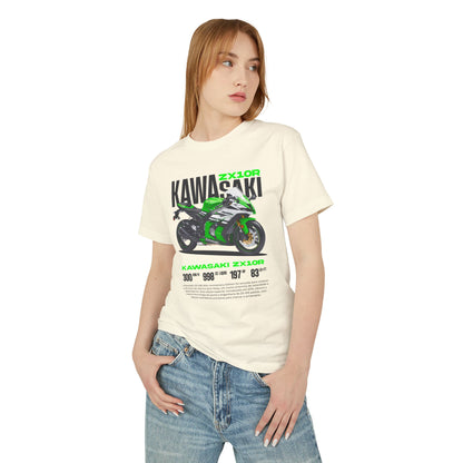 Kawasaki ZX10R Heavyweight Cotton Tee - Unisex Motorcycle T-shirt - CreativeRino