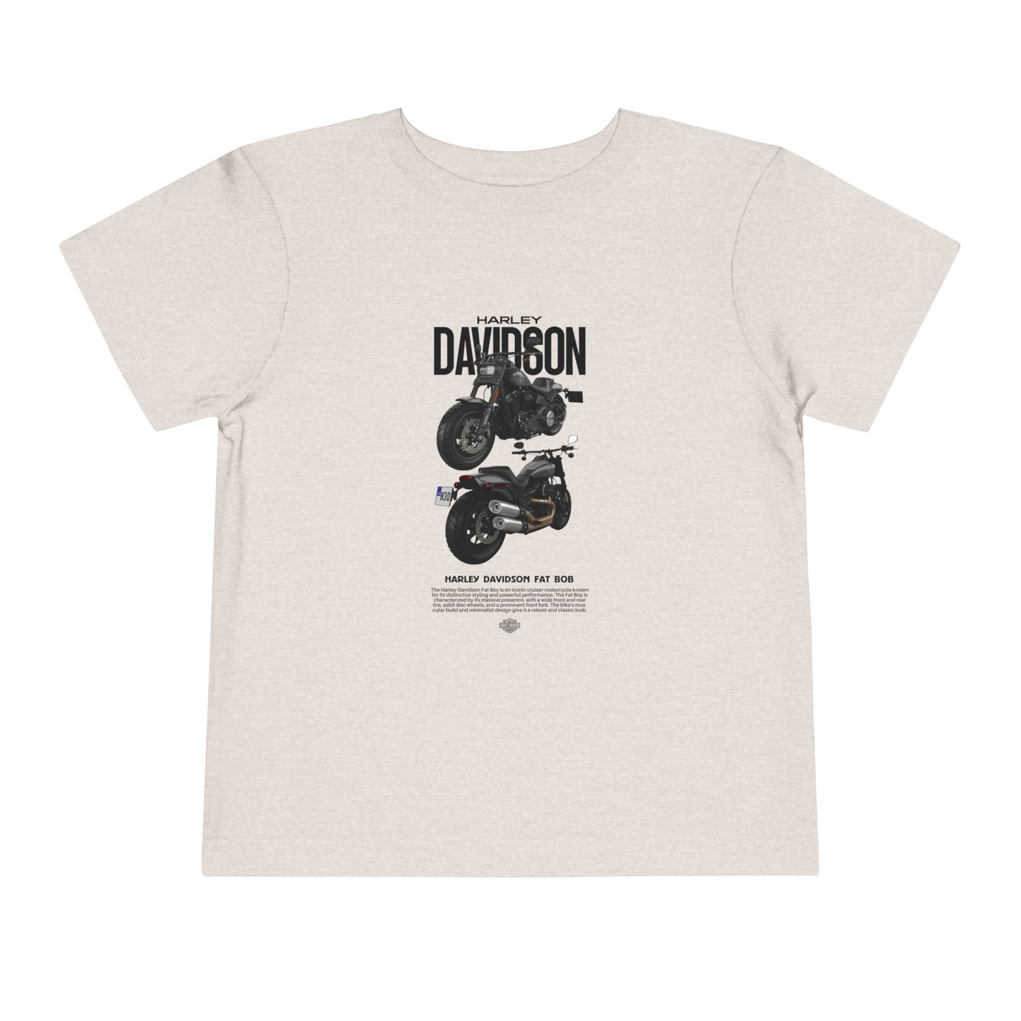 Harley-Davidson Fat Bob Toddler Short Sleeve Tee - Cool Kids Motorcycle T-shirt - CreativeRino