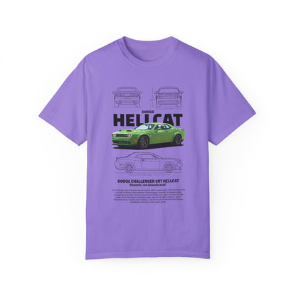 Dodge Charger SRT Hellcat Unisex Garment-Dyed T-Shirt - Car Enthusiast Apparel - CreativeRino