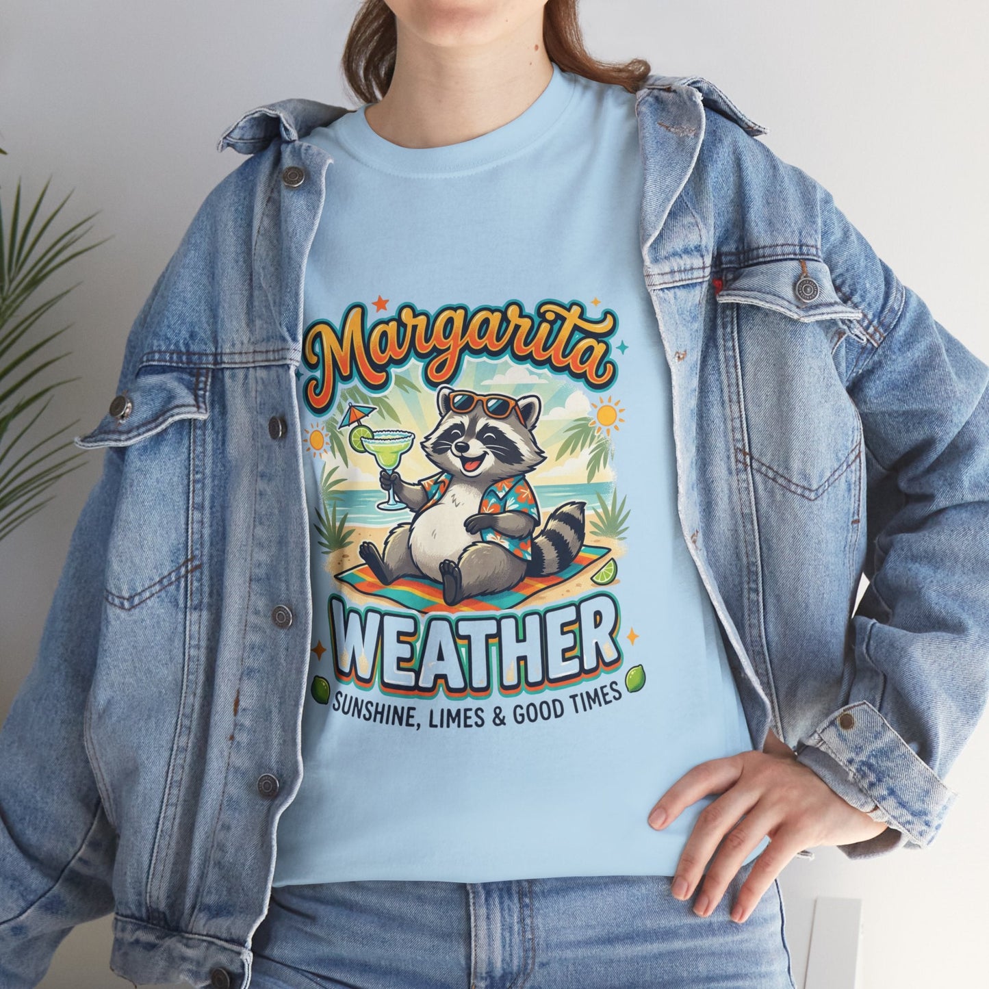 Margarita Weather T-Shirt — Cute Raccoon Cocktail Tee for Summer & Parties Printify