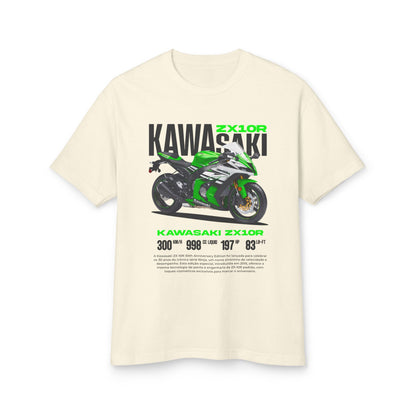 Kawasaki ZX10R Heavyweight Cotton Tee - Unisex Motorcycle T-shirt - CreativeRino