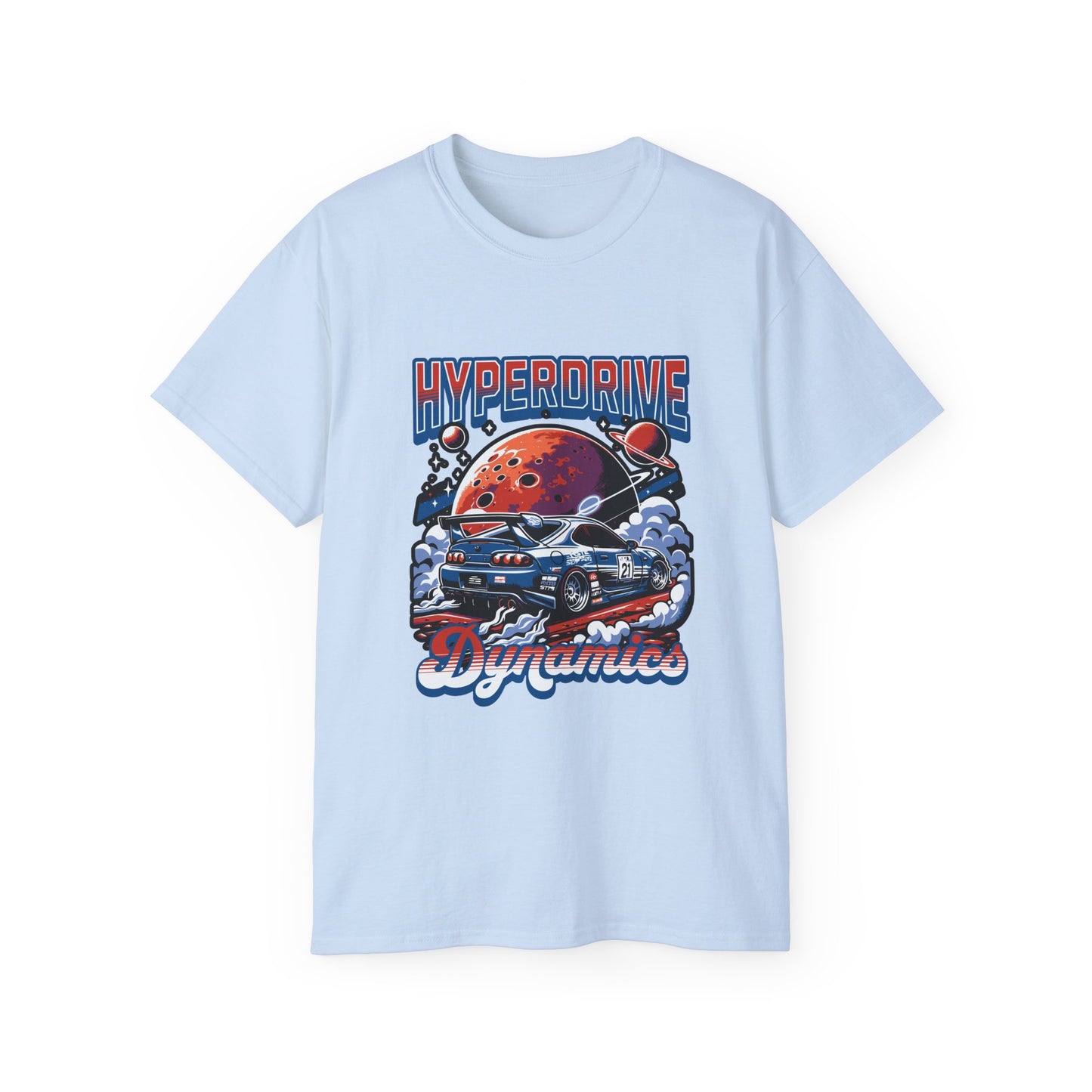Hyperdrive Dynamics Unisex Ultra Cotton Tee - Retro Space Car Graphic T-Shirt - CreativeRino