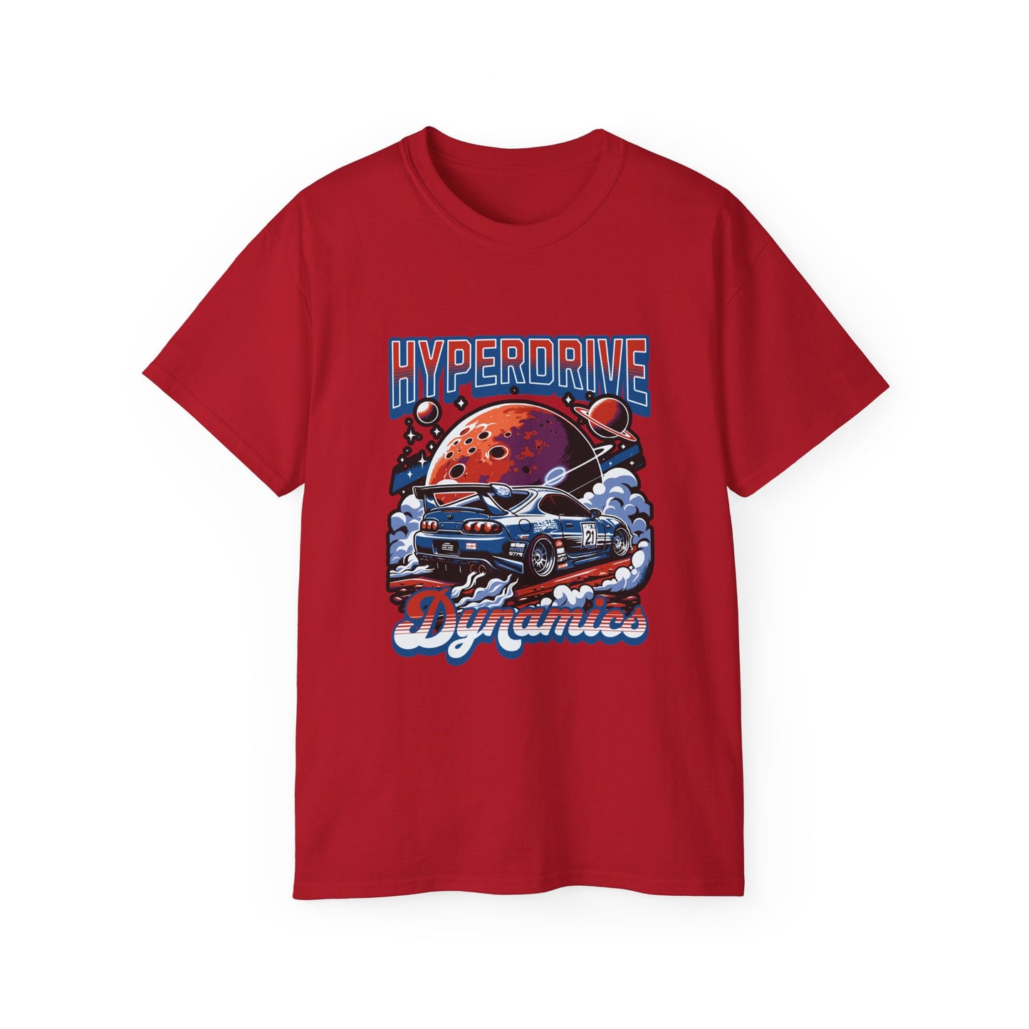 Hyperdrive Dynamics Unisex Ultra Cotton Tee - Retro Space Car Graphic T-Shirt - CreativeRino