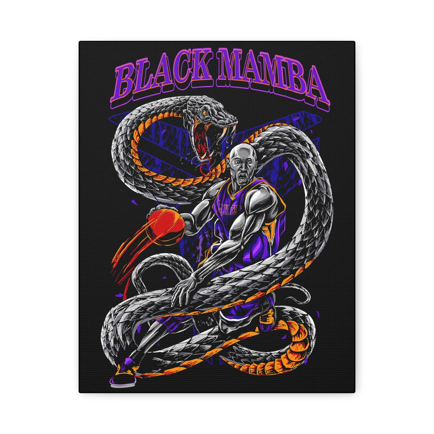 Black Mamba Wall Art Canvas, Sports Decor, Kobe Bryant Basketball Lover Gift, Basketball Wall Hanging, Home Gym Art, Motivational Art - CreativeRino