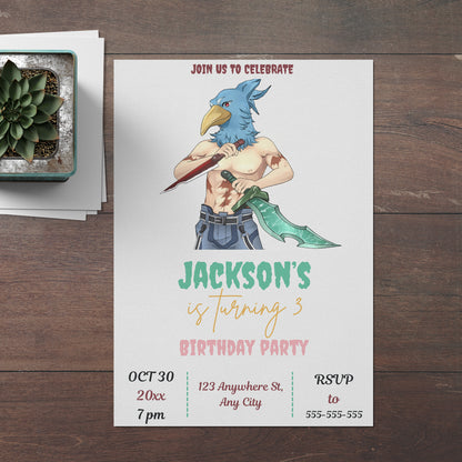 Shangri La Frontier Birthday Invitation Template - CreativeRino