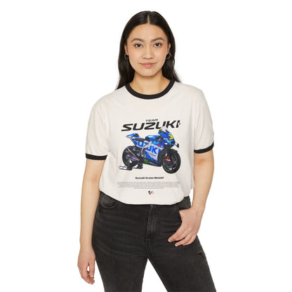 Suzuki Ecstar MotoGP Unisex Cotton Ringer T-Shirt - CreativeRino