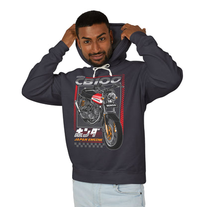 Honda CB100 Motorcycle Graphic Hoodie - Japan Engine Design - CreativeRino