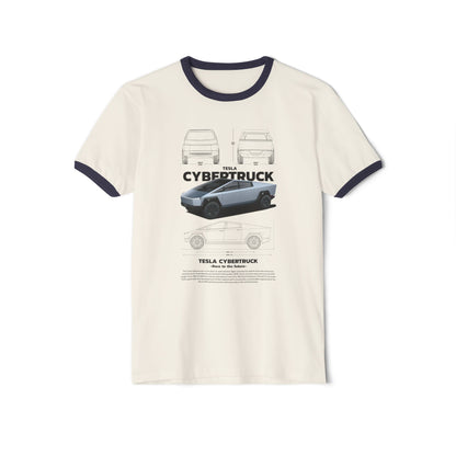 Retro Tesla Cybertruck Ringer T-Shirt for Casual Enthusiasts - CreativeRino