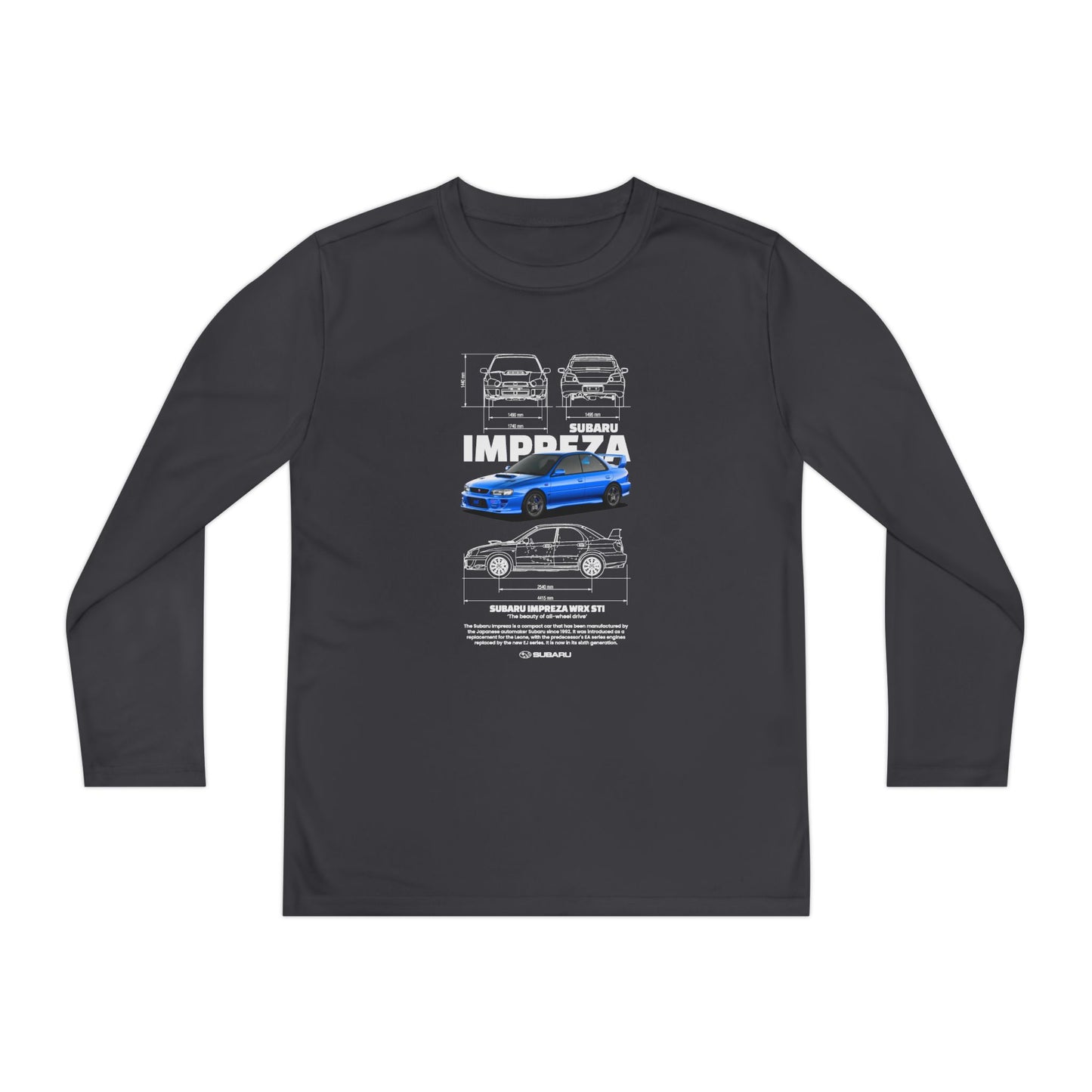 Subaru Impreza Youth Long Sleeve Tee - Coo l Car Design for Young Automotive Enthusiasts - CreativeRino