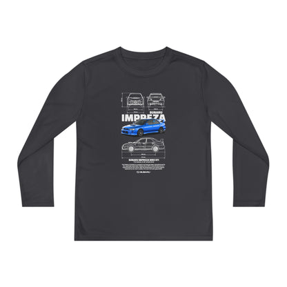 Subaru Impreza Youth Long Sleeve Tee - Coo l Car Design for Young Automotive Enthusiasts - CreativeRino