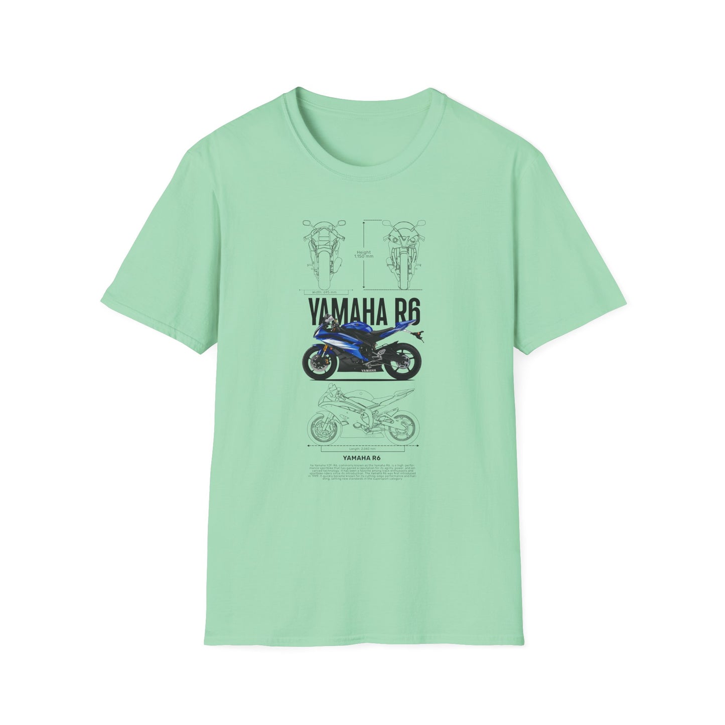 Yamaha R6 Motorcycle Softstyle T-Shirt for Riders - CreativeRino