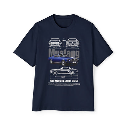 Men's Heavy Oversized Tee - Classic Ford Mustang GT350 Graphic T-shirt - CreativeRino