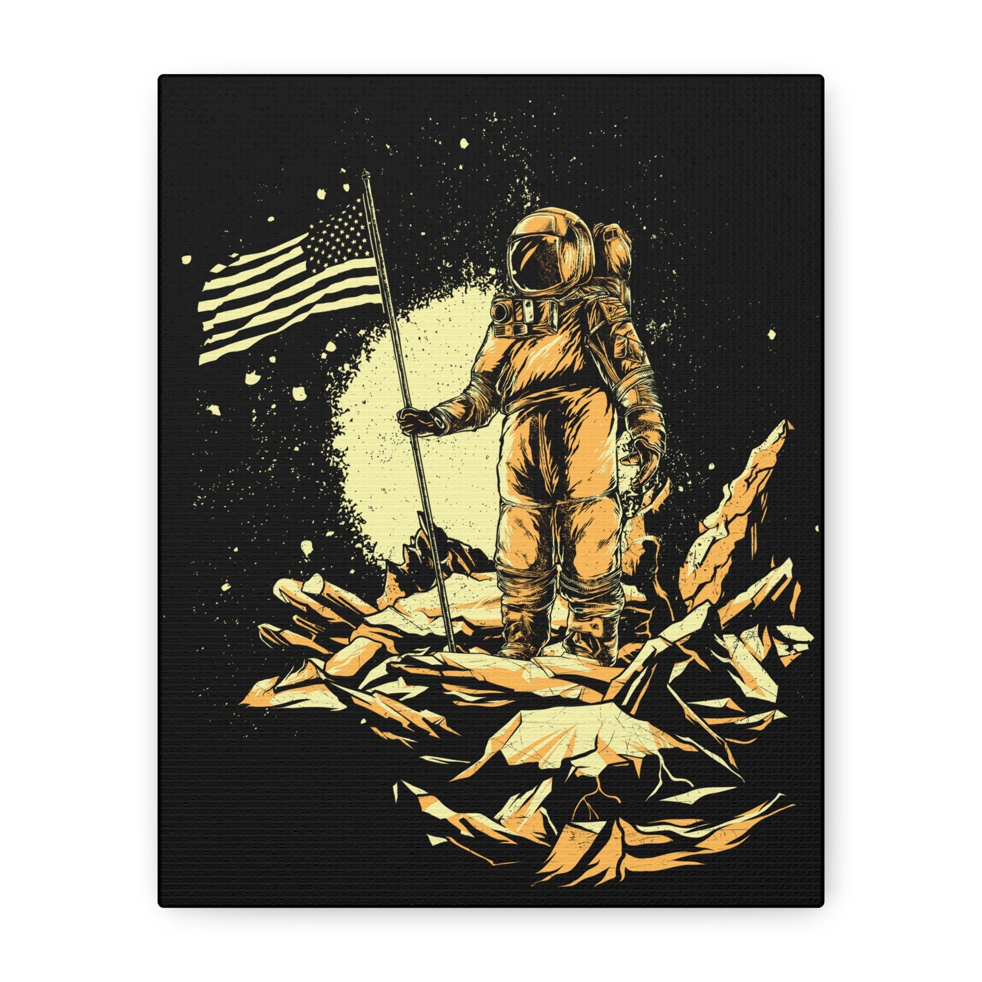 Astronaut Wall Art Canvas - Space Exploration Decor with American Flag - CreativeRino