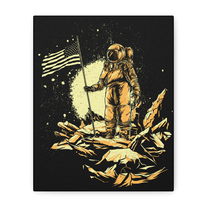 Astronaut Wall Art Canvas - Space Exploration Decor with American Flag - CreativeRino