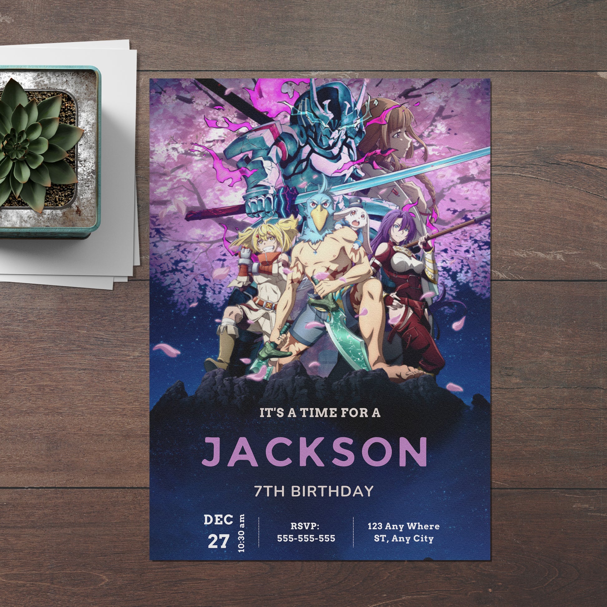 Shangri La Frontier Birthday Invitation Template - CreativeRino