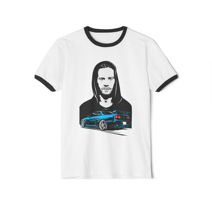 Paul Walker Car Enthusiast Unisex Cotton Ringer T-Shirt – Cool Graphic Design - CreativeRino