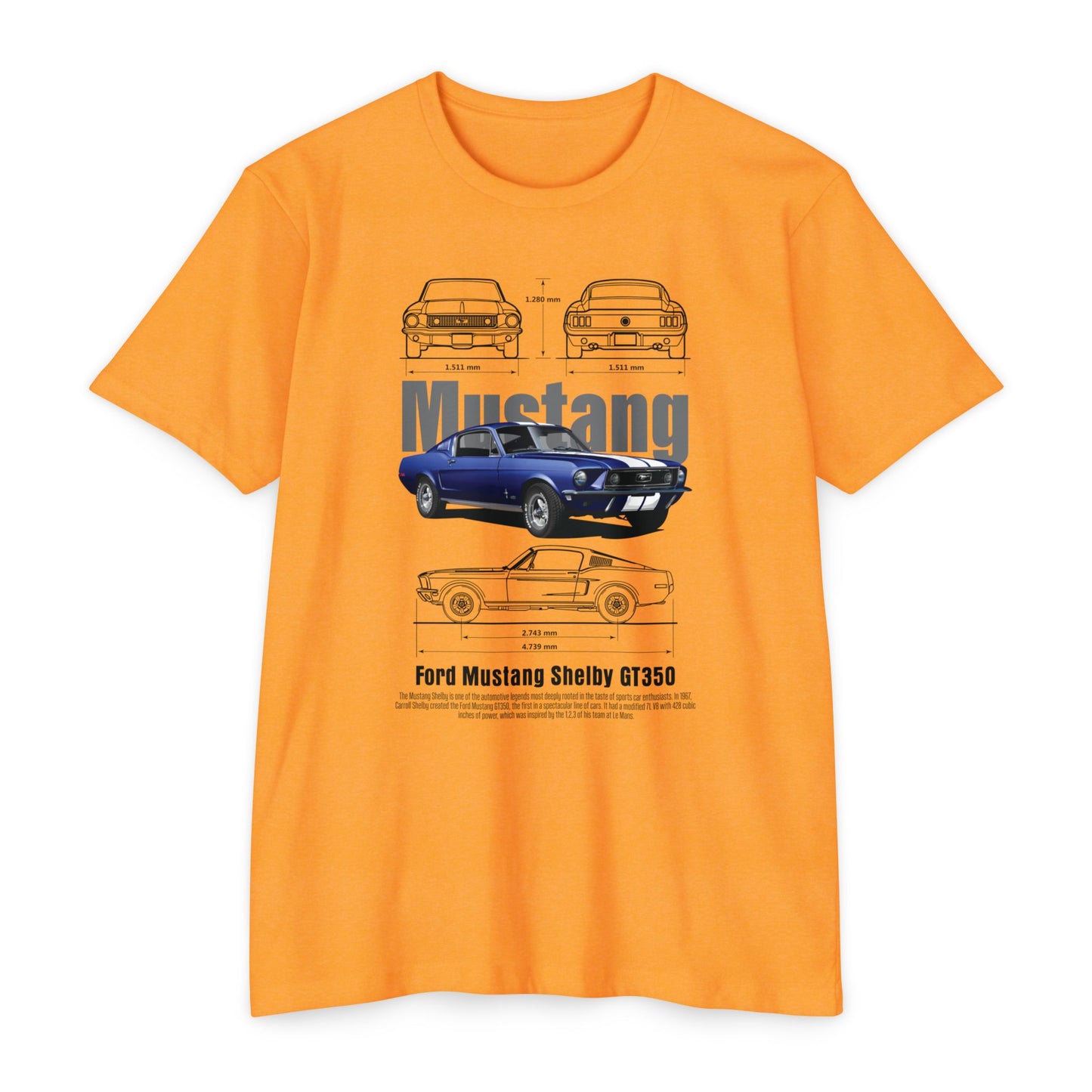 Mustang Shelby GT350 T-Shirt - Vintage Car Design T-shirt for Auto Enthusiasts - CreativeRino