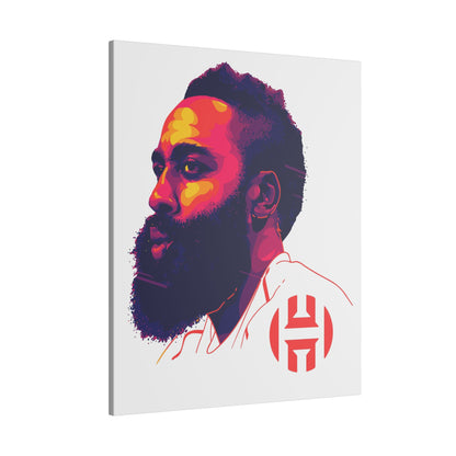 Stretched Matte Canvas Art - Vibrant Portrait of James Harden - CreativeRino