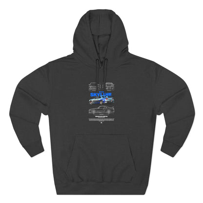 Nissan Skyline Fleece Hoodie for Car Enthusiasts - Stylish Graphic Design - CreativeRino