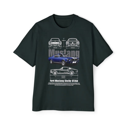 Men's Heavy Oversized Tee - Classic Ford Mustang GT350 Graphic T-shirt - CreativeRino