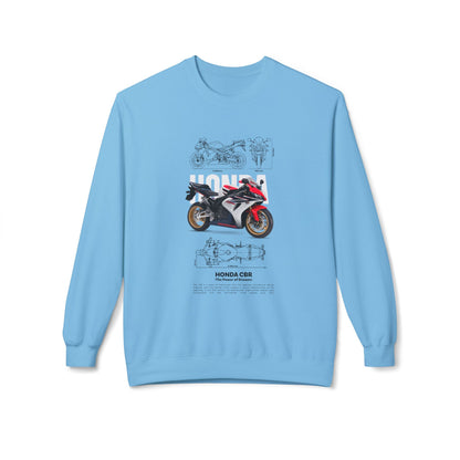 Honda CBR Motorcycle Graphic Crewneck Sweatshirt | Unisex Midweight Fleece - CreativeRino