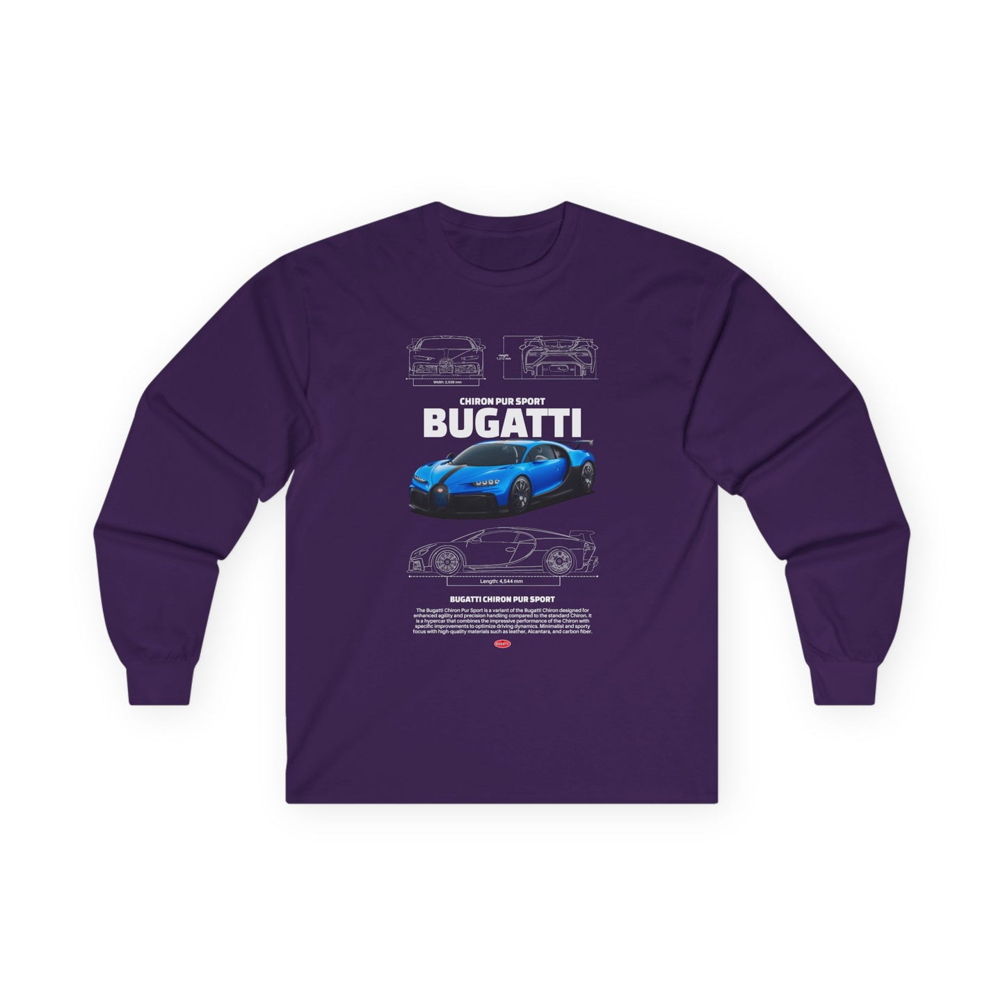 Bugatti Sports Car Unisex Long Sleeve Tee - Perfect T-shirt for Car Enthusiasts - CreativeRino