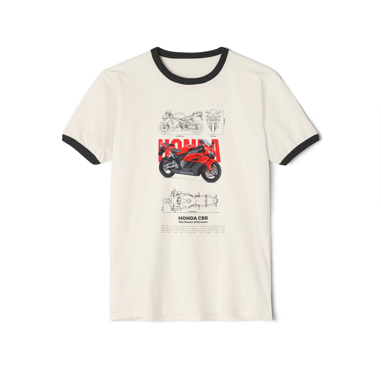 Honda CBR Unisex Cotton Ringer T-Shirt - Perfect for Motorcycle Enthusiasts - CreativeRino