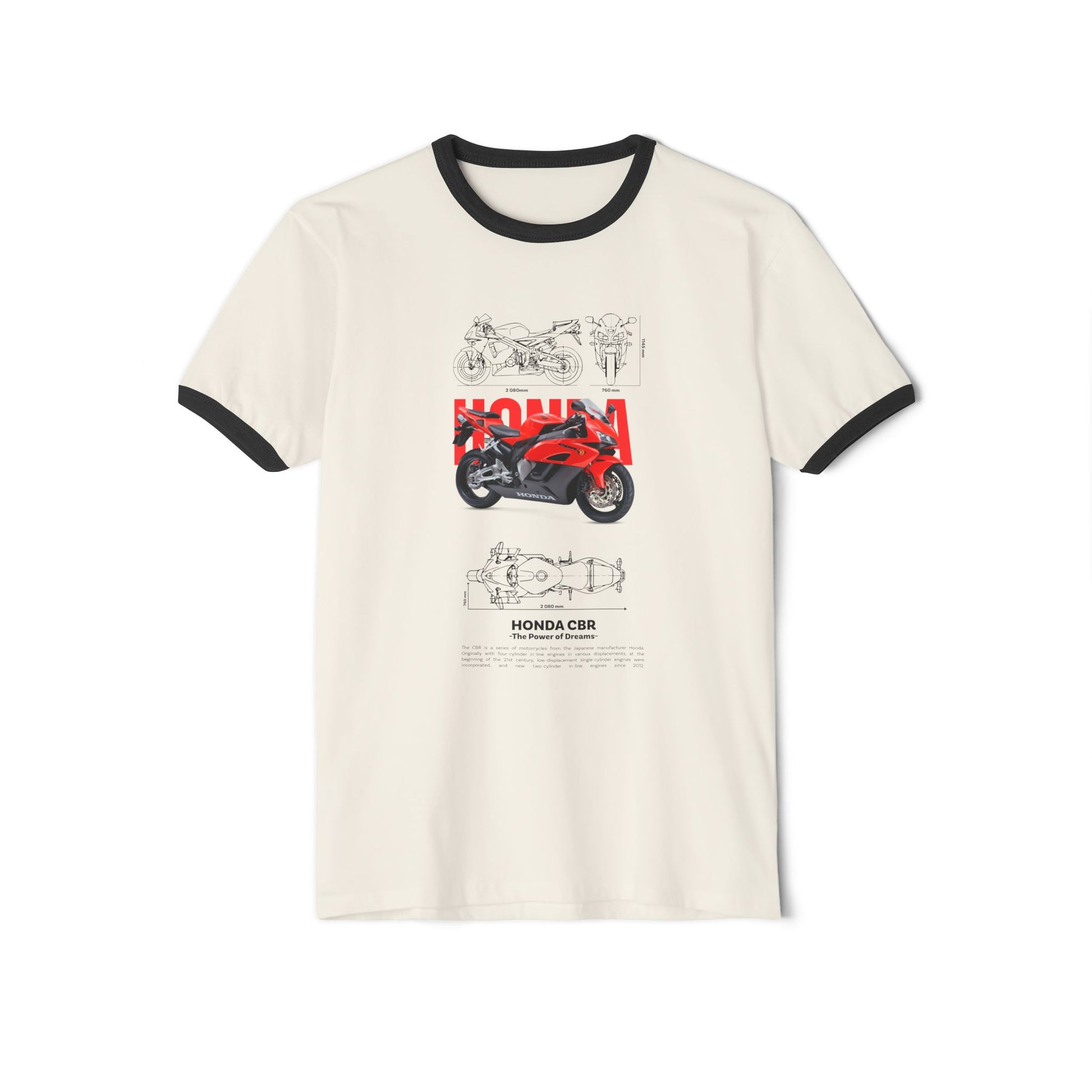 Honda CBR Unisex Cotton Ringer T-Shirt - Perfect for Motorcycle Enthusiasts - CreativeRino