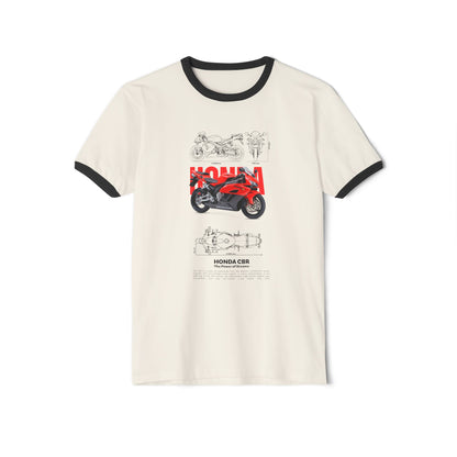 Honda CBR Unisex Cotton Ringer T-Shirt - Perfect for Motorcycle Enthusiasts - CreativeRino
